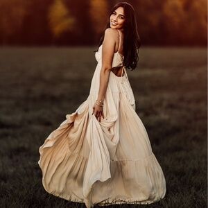 Free People Freya Maxi Dress in Pink Tint Creme